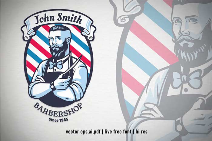 Retro Style Of Barbershop Logo