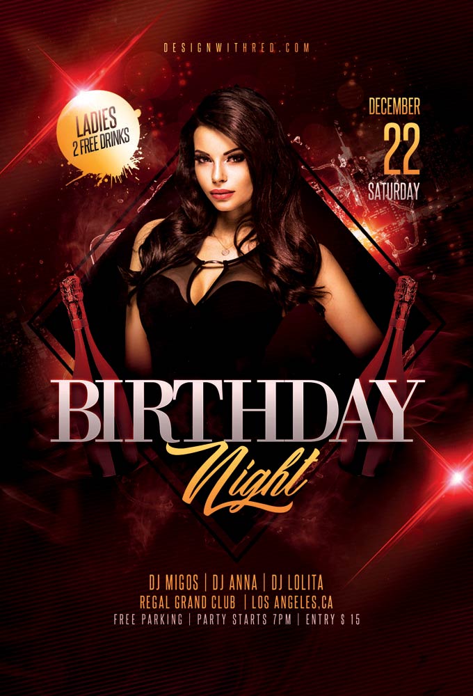 Birthday Night Free PSD Flyer Template