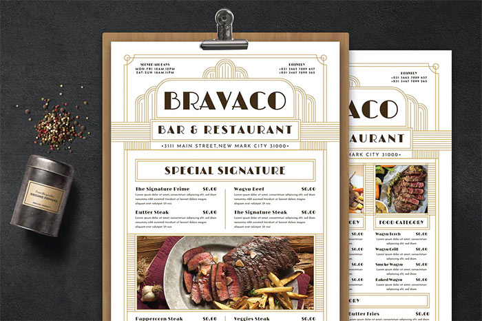 Artdeco Food Menu