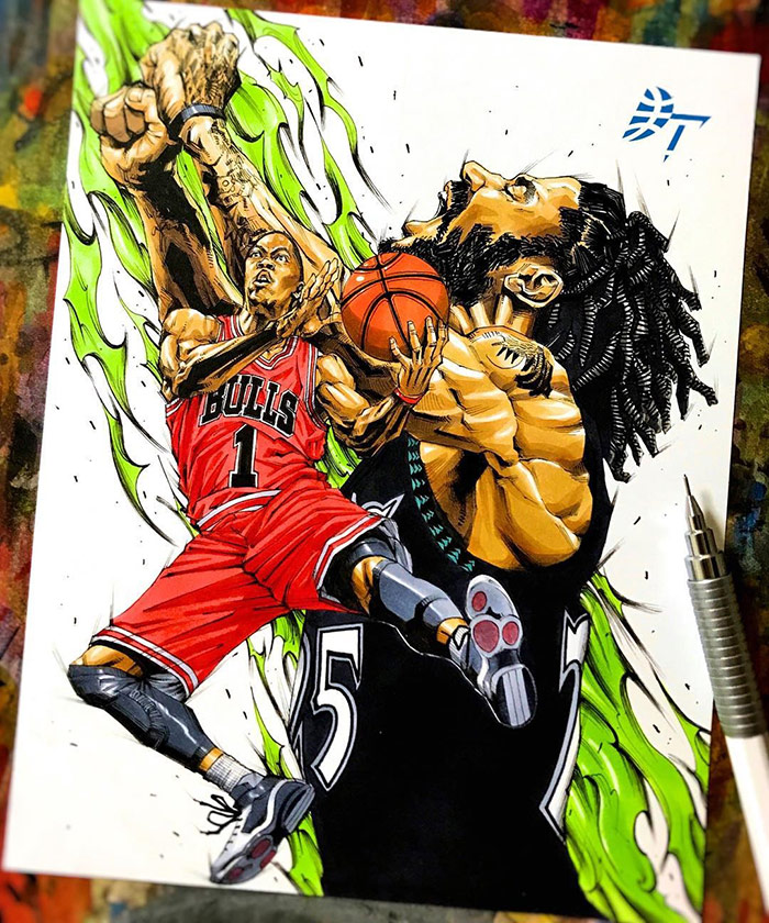 Derrick Rose by japanese cartoonist Dai Tamura